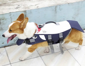 Dog life jacket vest Shark face print