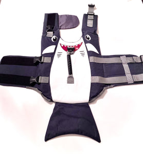 Dog life jacket vest Shark face print