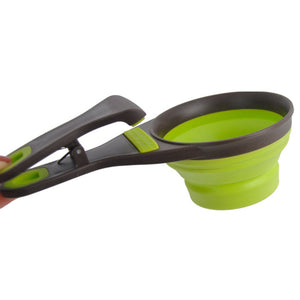 Measuring Cup Bag Sealing Clip Collapsible Pet Cat Dog Food Feeding Scoop